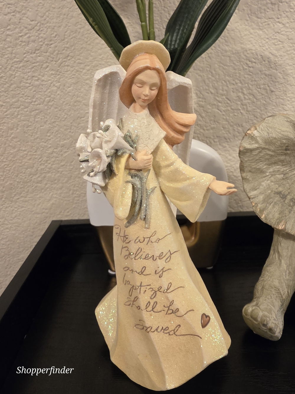 Enesco Foundations Karen Hahn Mark 16:16 Ceramic Christian Angel Figurine